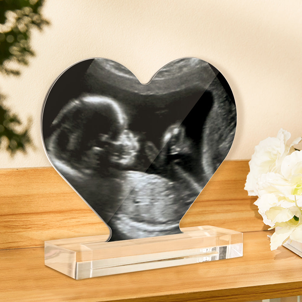 Personalised Heart Shaped Acrylic Plaque - Custom Photo & Text Gift