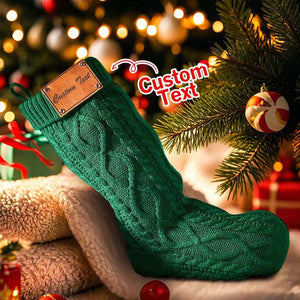 Custom Christmas Stocking Ornament with Personalized Text PU Leather Tag – Holiday & Home Decoration