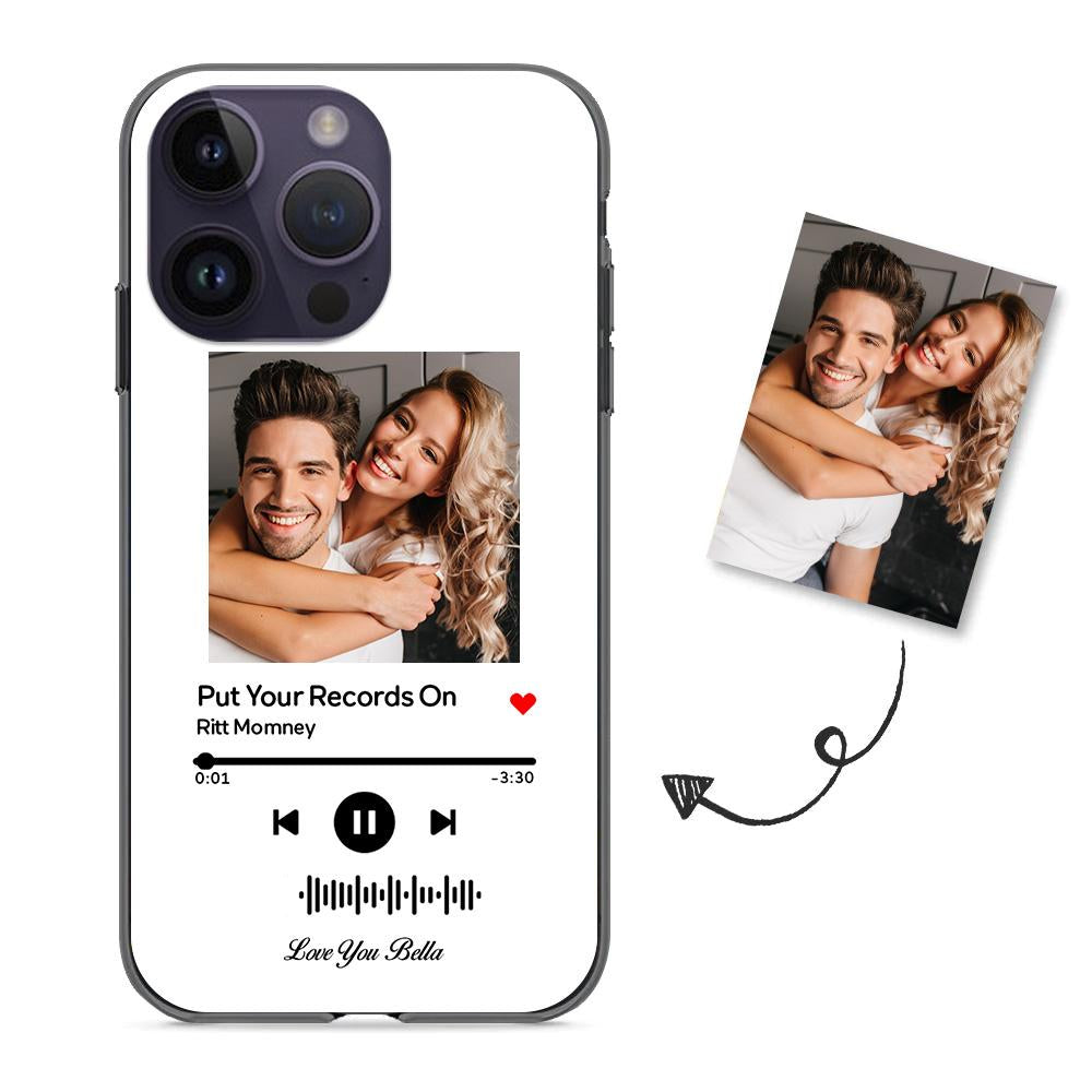 Custom Scannable Music Code Glass iPhone Case - Personalised Photo & Music