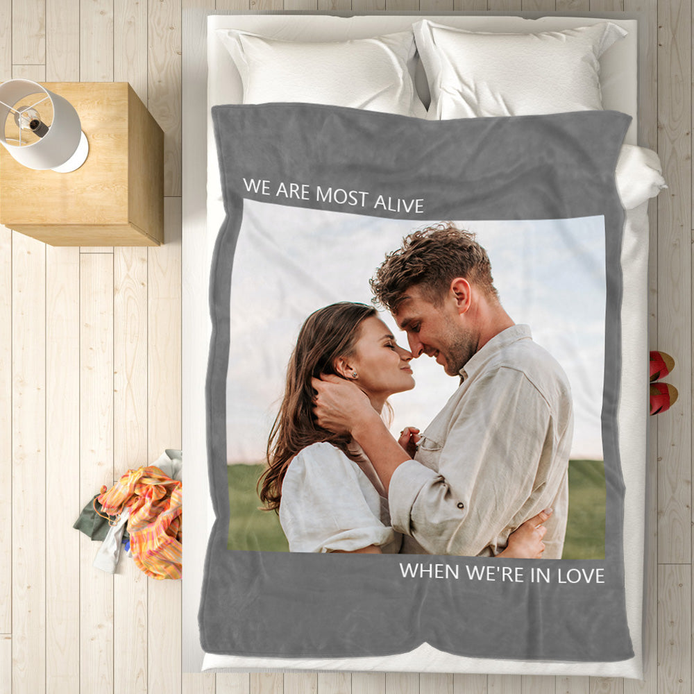 Personalised Fleece Photo Blanket With Custom Text - Soft Keepsake Throw