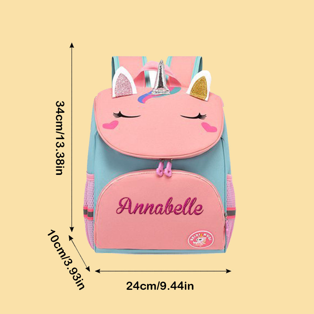 Padded adjustable shoulder straps on a personalised unicorn backpack – comfortable fit for children using this custom school bag
