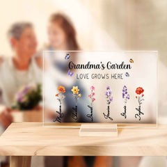 Personalized Grandma's Garden Plaque Custom Birth Flower Sign Mother's Day Gift for Grandma
