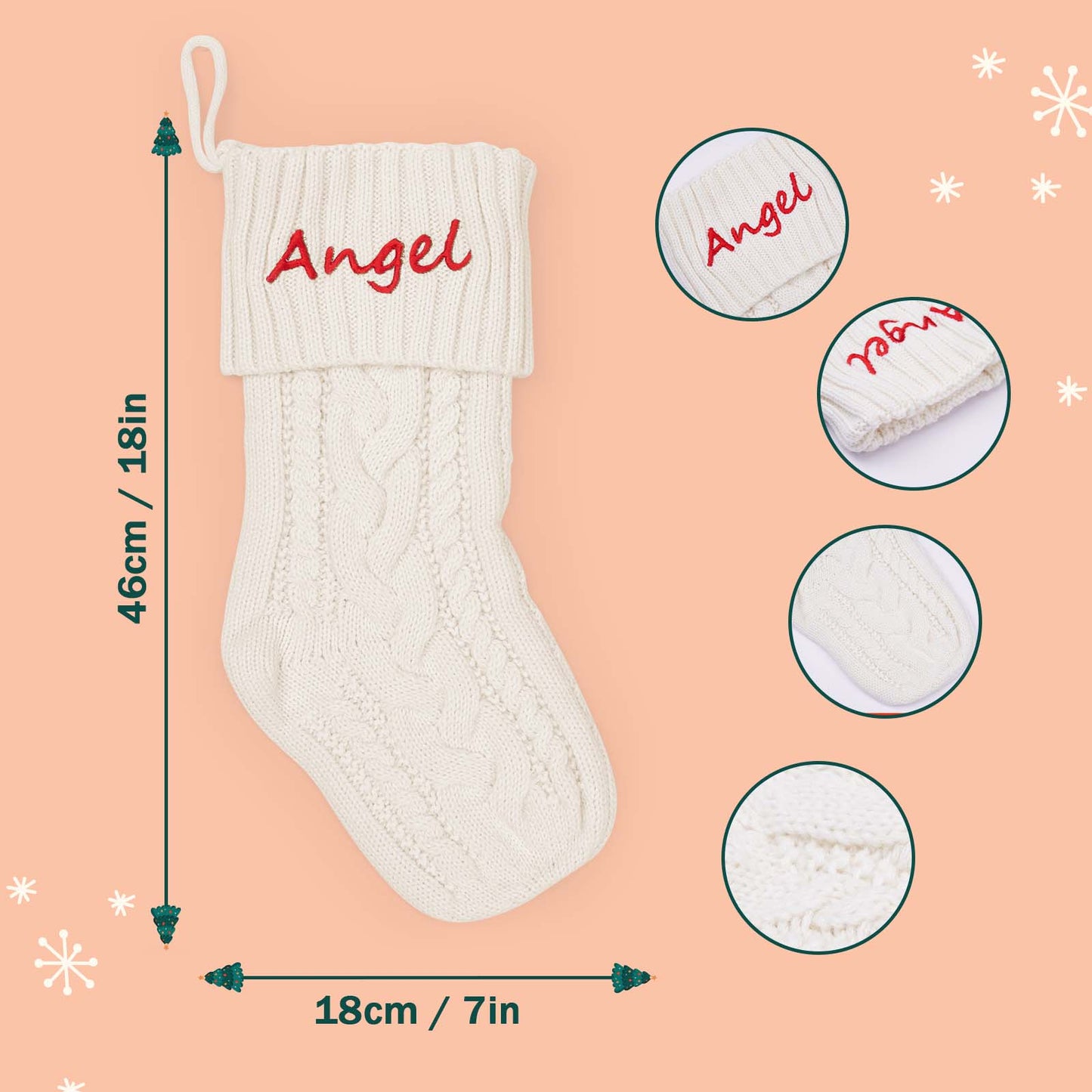 Personalised Christmas Stocking with Custom Name Embroidery - Festive Family Holiday Decor