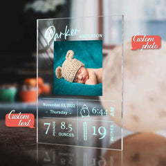 Personalized Baby Birthday Plaque Custom Baby Photo Plaque Gift