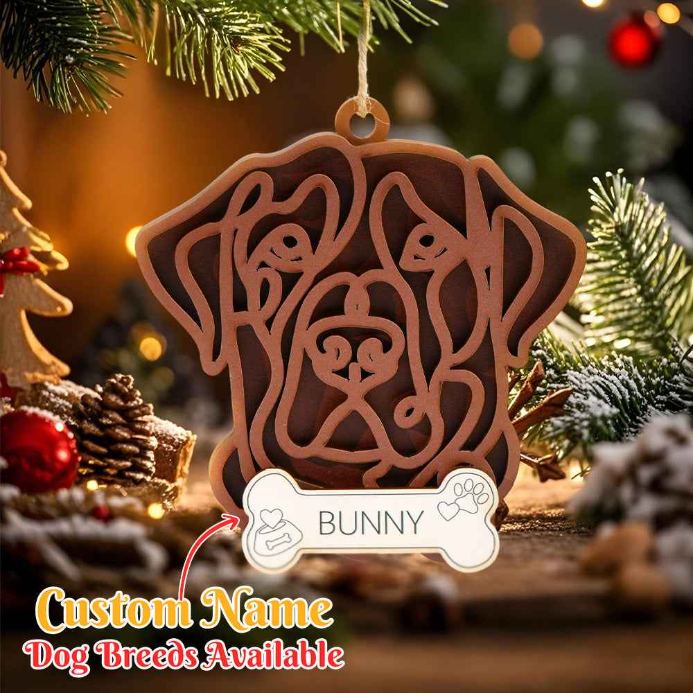 Personalized Line Art Dog with Name Christmas Ornament Christmas Gift for Dog Lover