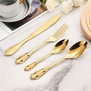Wedding Stainless Steel Knives and Forks Vintage Embossed Cutlery Gift for Wedding