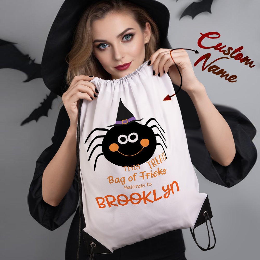 Packaged personalised Halloween drawstring bag ready for dispatch – quality inspected custom engraved trick‑or‑treat backpack