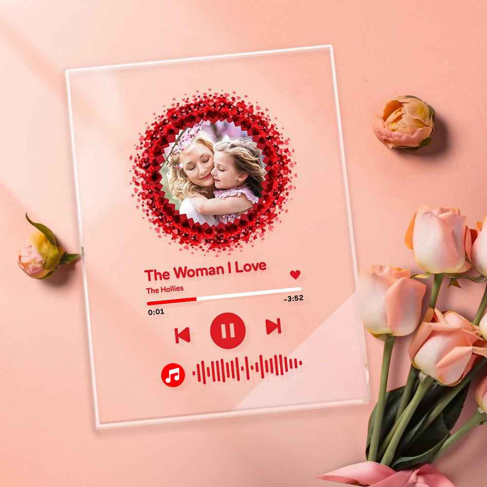 Custom Photo Can't Stop Love Scannable Music Code Music Plaque Night Light Personalized Acrylic Photo Gift For Mom