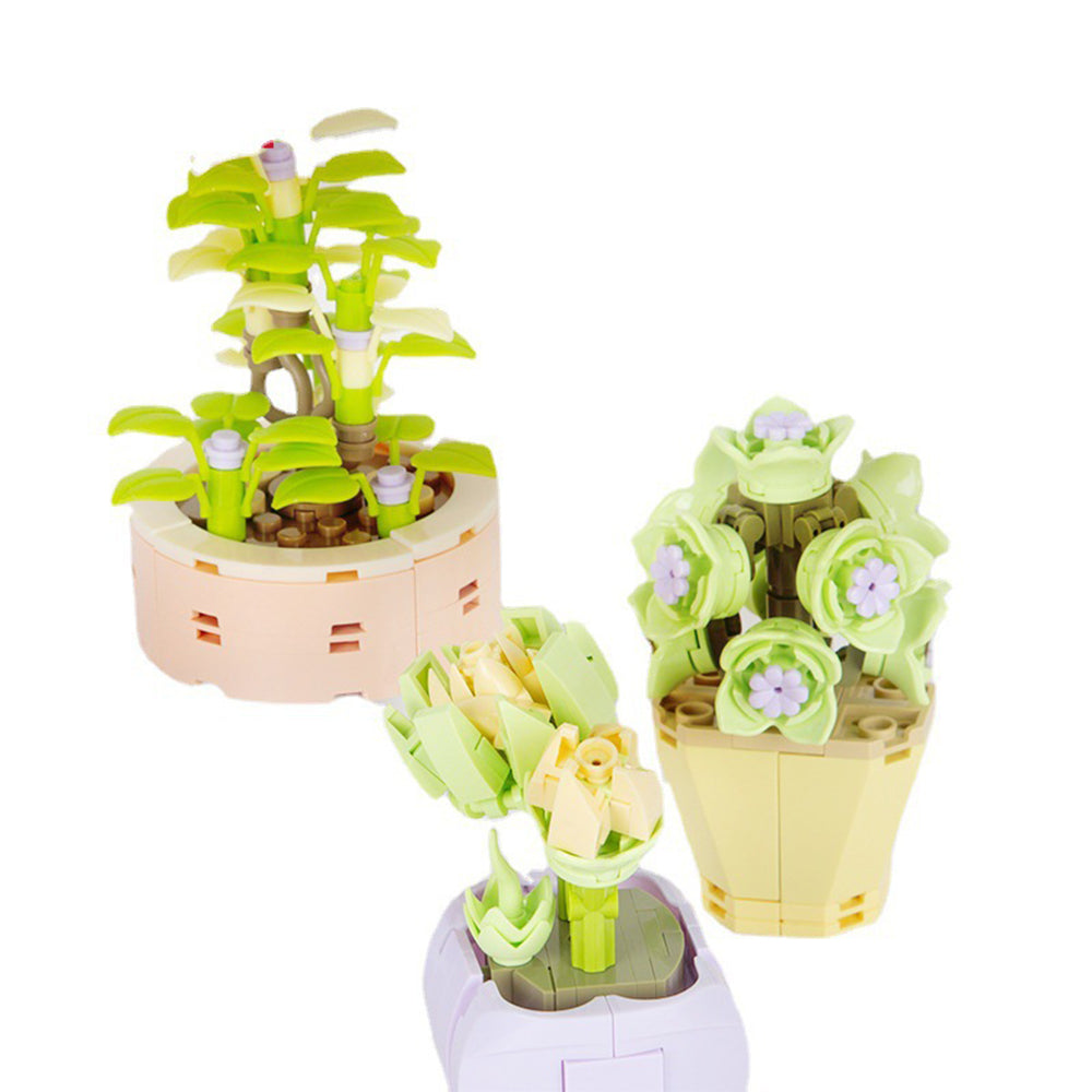 Potted Succulent Building Blocks Set | Botanical Flower Bricks Gift