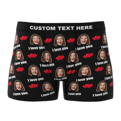Custom I Love You Men's Boxer Shorts Personalized Underwear with Face
