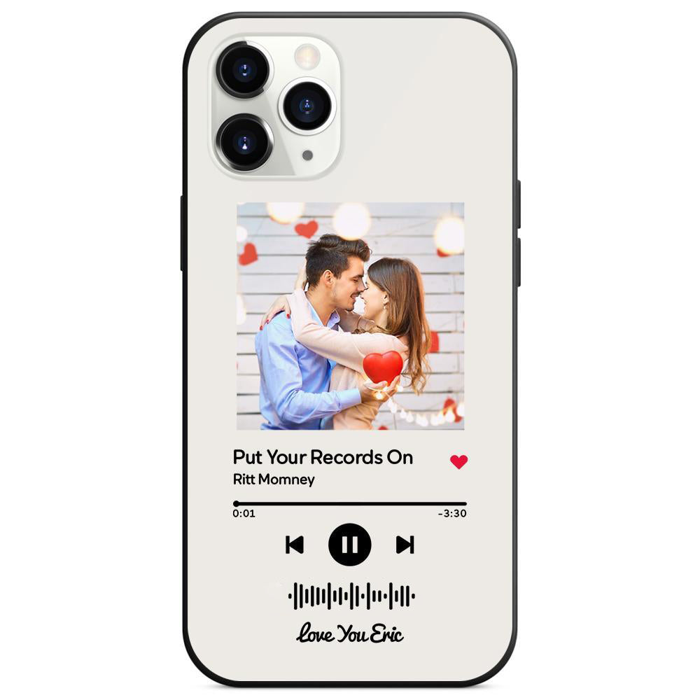 Custom Scannable Music Code Glass iPhone Case - Personalised Photo & Music