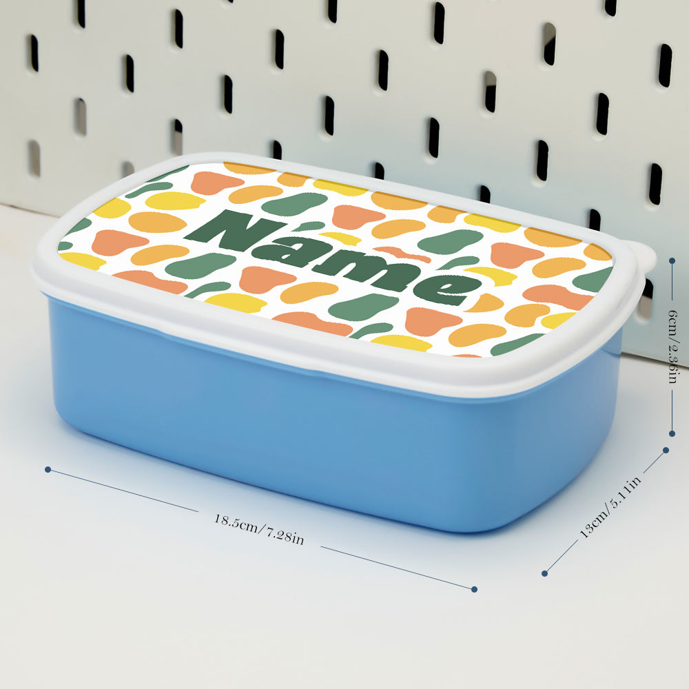 Scale view of personalised kids lunch box with dimensions 18.5 × 13 × 6 cm — compact school lunch box for packed lunches