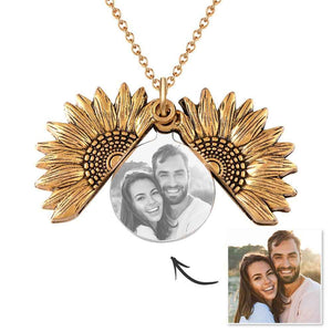 Custom Photo Necklaces Sunflower Locket Necklace