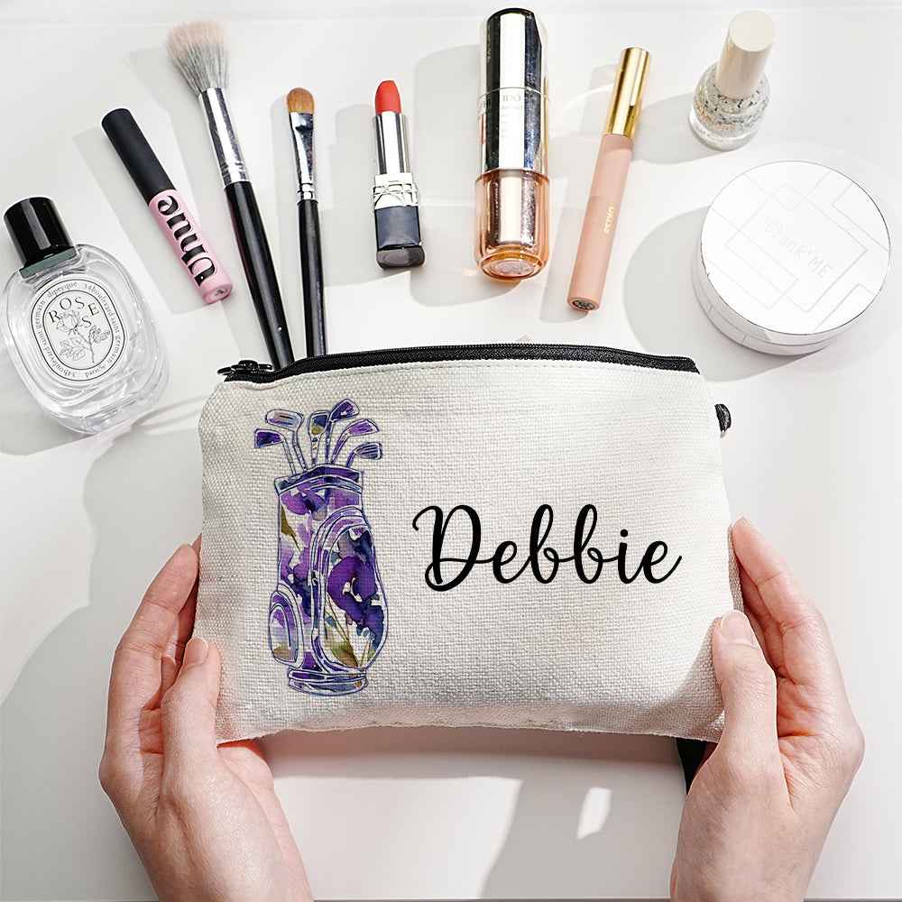 Custom Name Golf Bag Design Canvas Makeup Bag - Personalized and Stylish