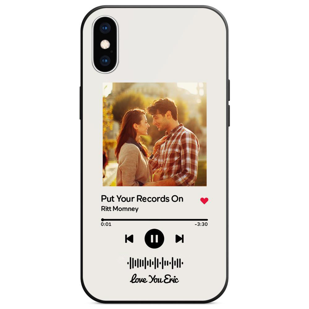 Custom Scannable Music Code Glass iPhone Case - Personalised Photo & Music