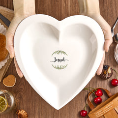 Personalised Heart Shaped Ceramic Dinner Plate | Custom Name Tableware