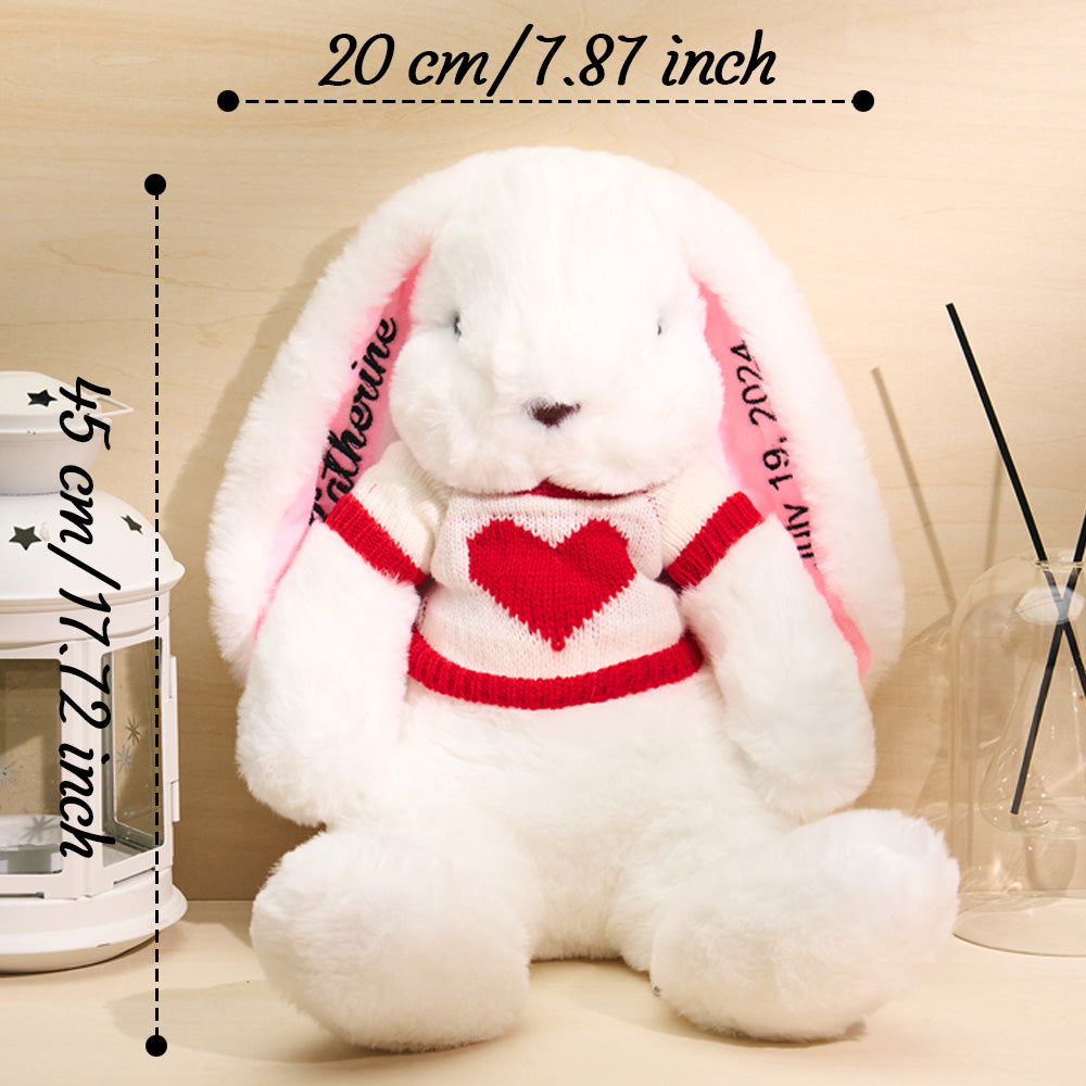 Personalised name rabbit plush styled in a nursery scene, ideal personalised name gift for babies and kids