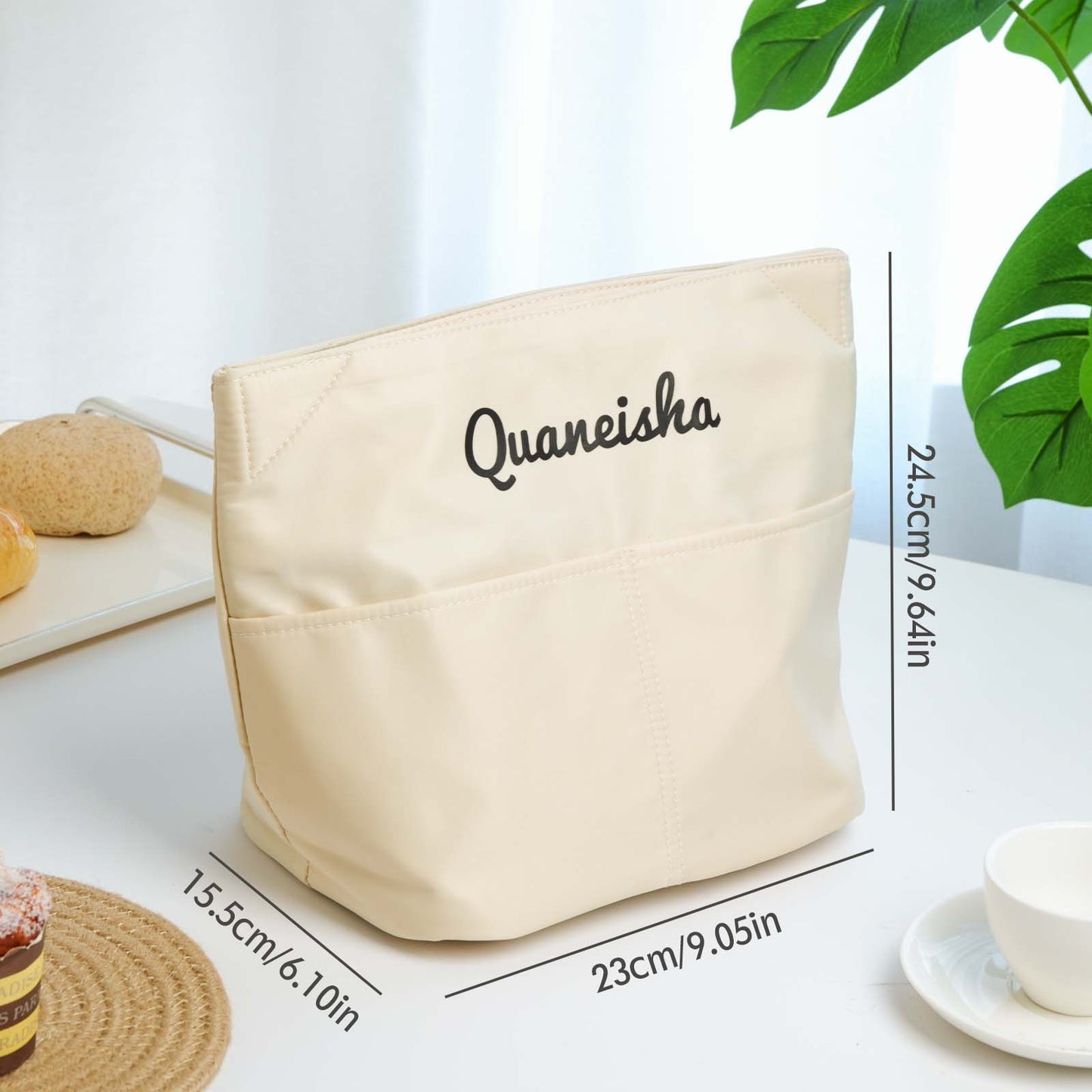 Personalised Lunch Bag Mini Tote close‑up of name personalisation on nylon surface – neat custom name detail for a unique children's gift