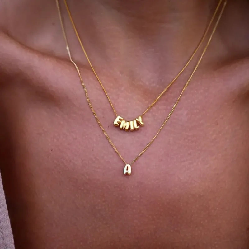 Personalised 3D Bubble Letters Name Necklace - Unique Gift for Loved Ones