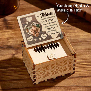 Personalized Wooden Photo Music Box Custom Heart Music Box Gift for Mother