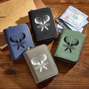 Personalized Leather Golf Wallet with 18 Card Slots Card Holder Wallet Gift for Men