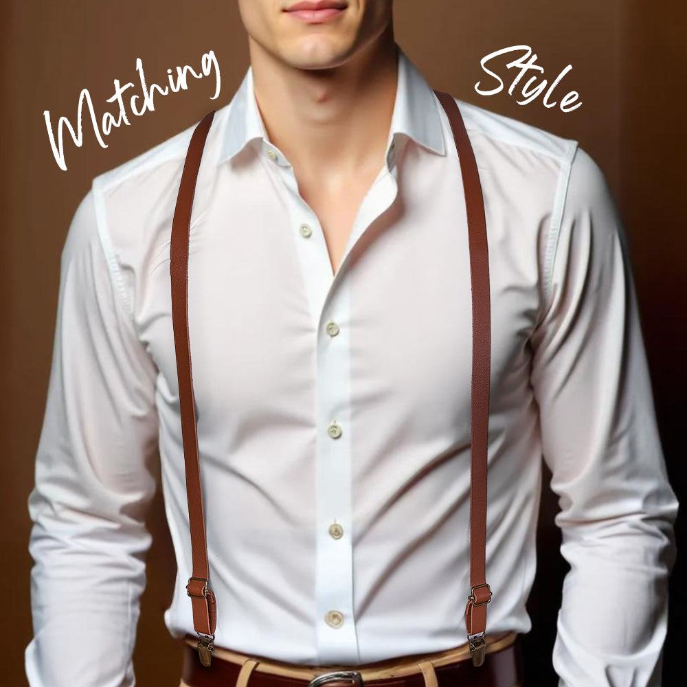 Personalised Men's PU Suspenders with Engraved Name | Unique Groomsmen Gift