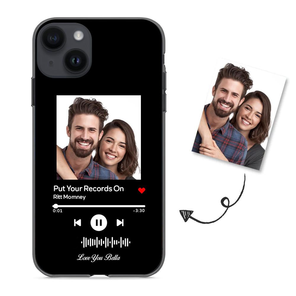 Custom Scannable Music Code Glass iPhone Case - Personalised Photo & Music