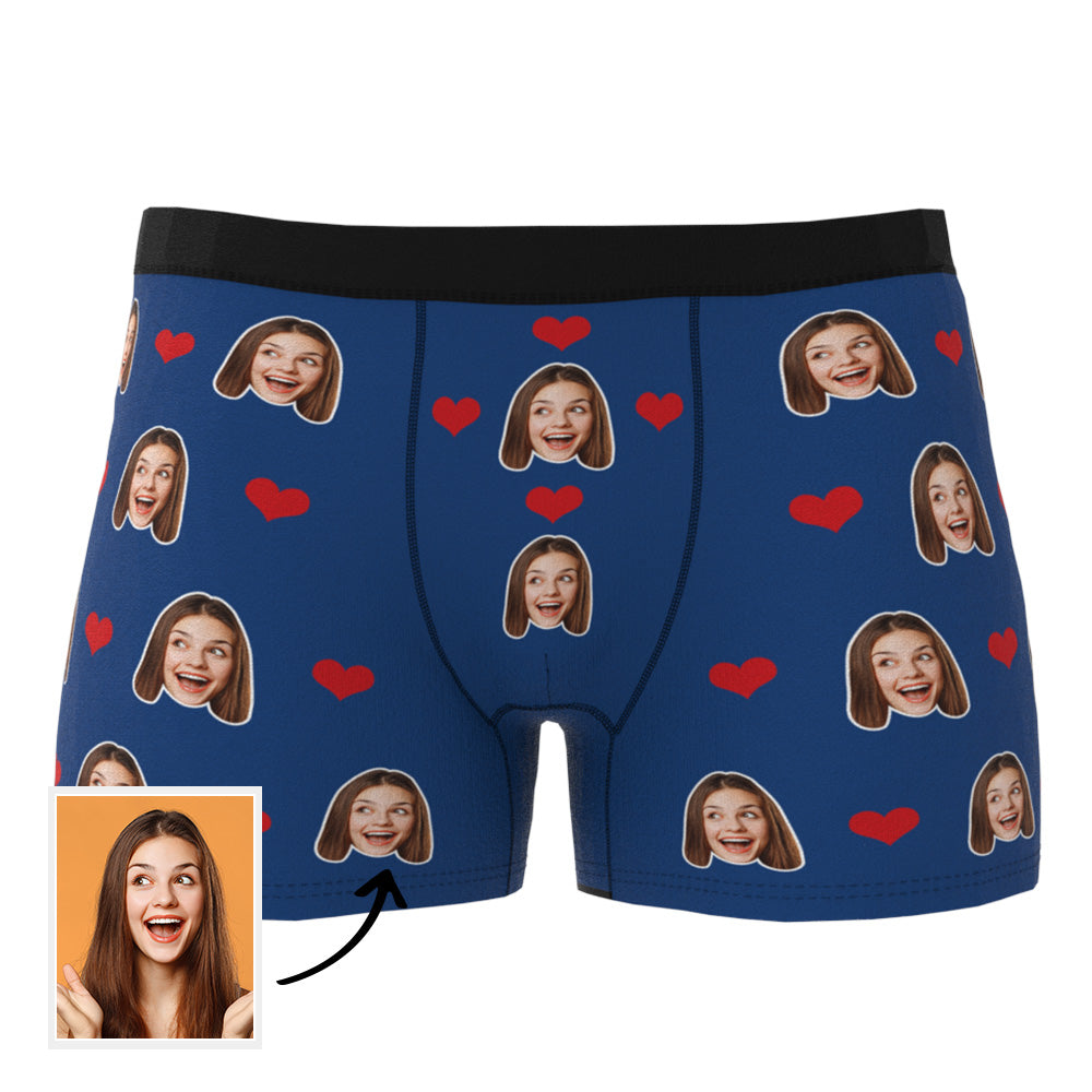 Custom Photo Heart Boxer Briefs | Personalised Men's Underwear
