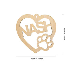 Personalised Wood Heart Dog Paw Name Christmas Ornament - Custom Pet Keepsake