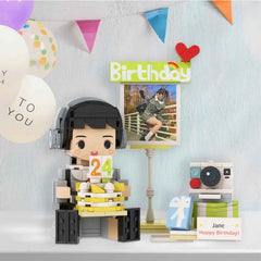 Full-body Custom 1 Person Brick Figures with Photo and Name Best Birthday Gift for Him