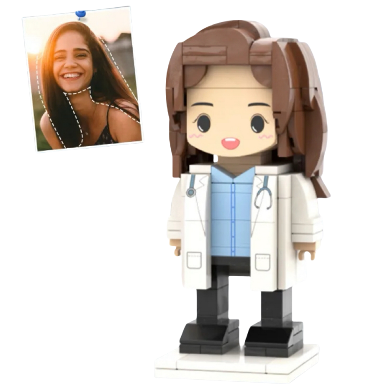 Personalised Female Doctor Brick Figure - Custom Text Career Gift