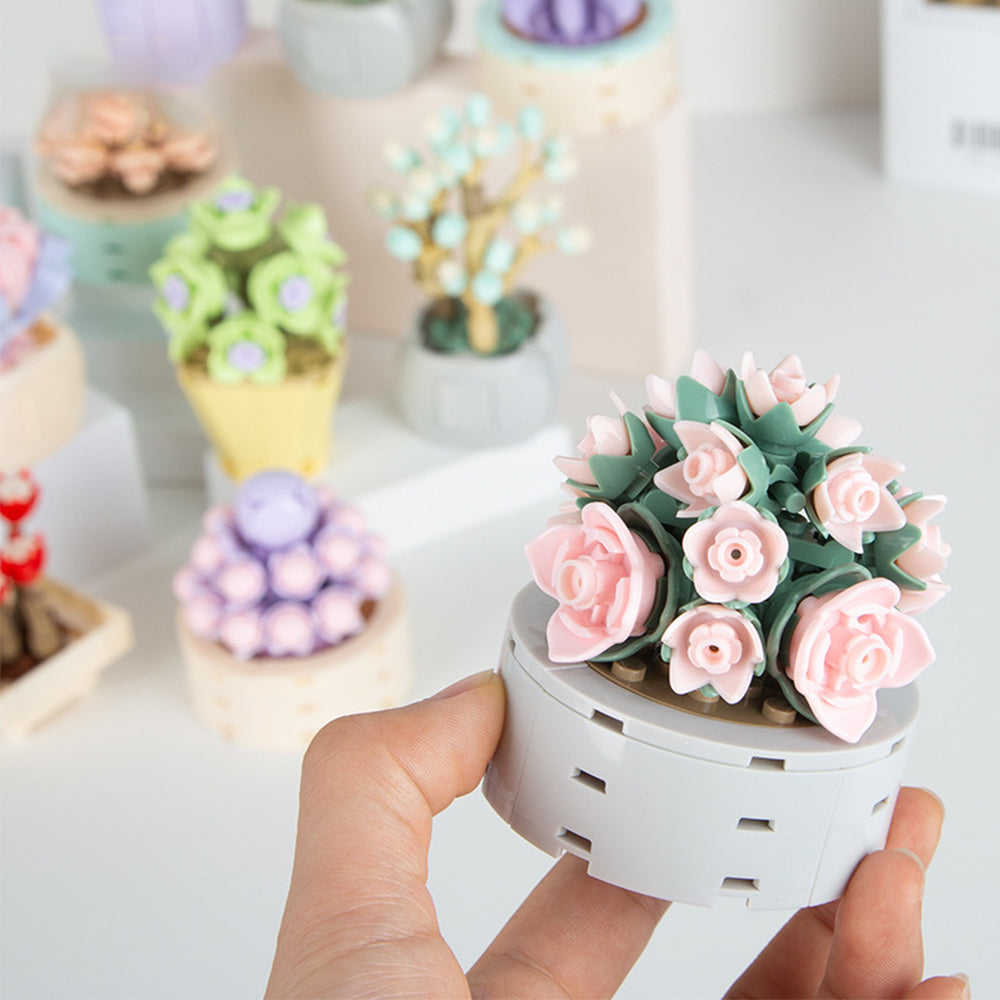 Potted Succulent Building Blocks Set | Botanical Flower Bricks Gift