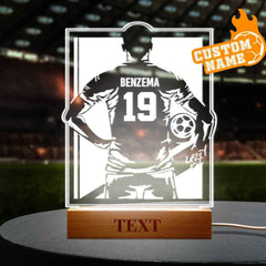 Personalized Soccer Night Light - Perfect Gift for World Cup Fans Rectangle Wooden Base