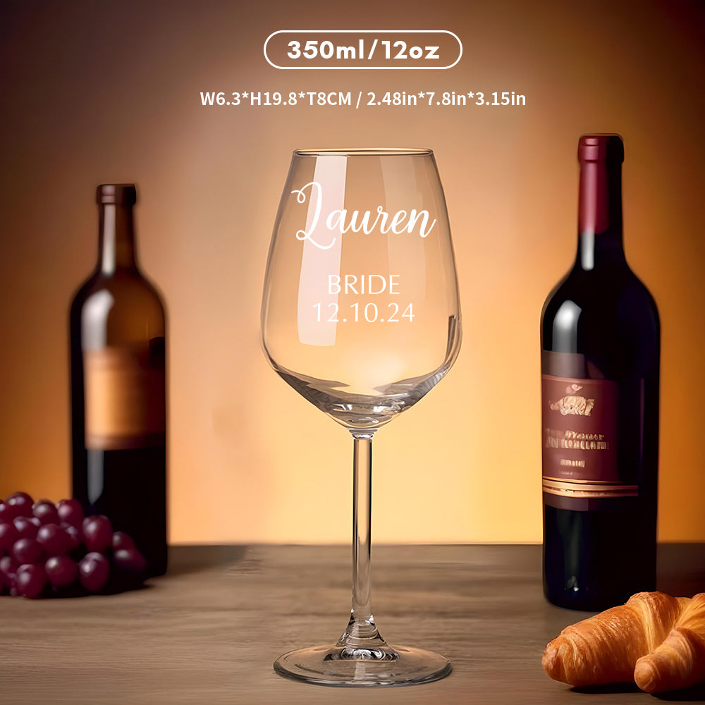 Personalised Name Red Wine Glass - Unique Bridal Party Gift