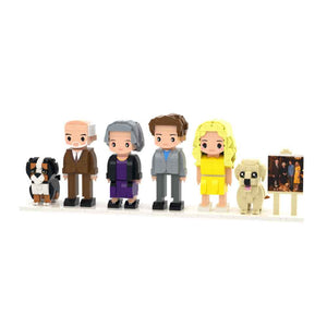 Custom Full-Body Cute Brick Figures of 4 People and 2 Dogs with Frame Personalized Anniversary Gift Birthday Gift