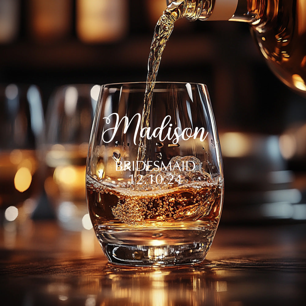 Personalised Name Red Wine Glass - Unique Bridal Party Gift