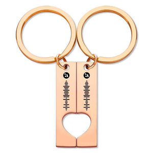 Best Gift For Friend 2 Personalized Music Code Keychain | Heart Cut Out Keychain