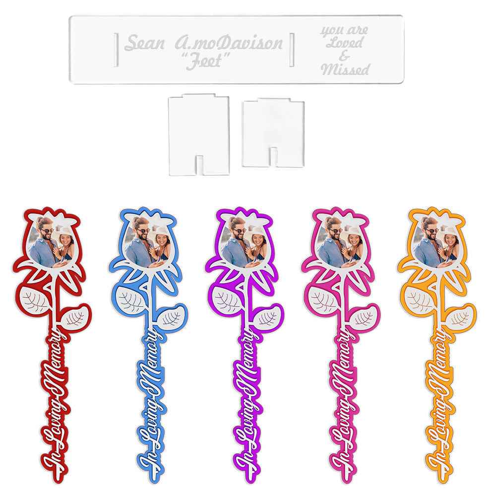 Personalized Rose Acrylic Ornament Custom Photo In Loving Memory Rose Sign