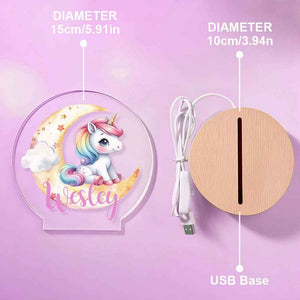 Personalized Unicorn Moon LED Night Light with Name Lamp Decor Birthday Gift for Girls