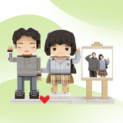 Custom Couple LEGO-Style Photo Frame - Personalised Brick Figure Gift