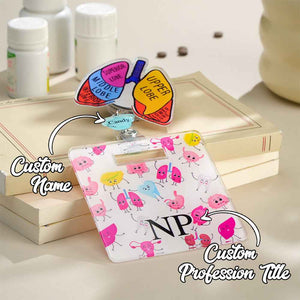 Personalized Anatomical Heart Brain Lungs Badge Reel Charm Retractable Badge Gift for Nurse Doctor