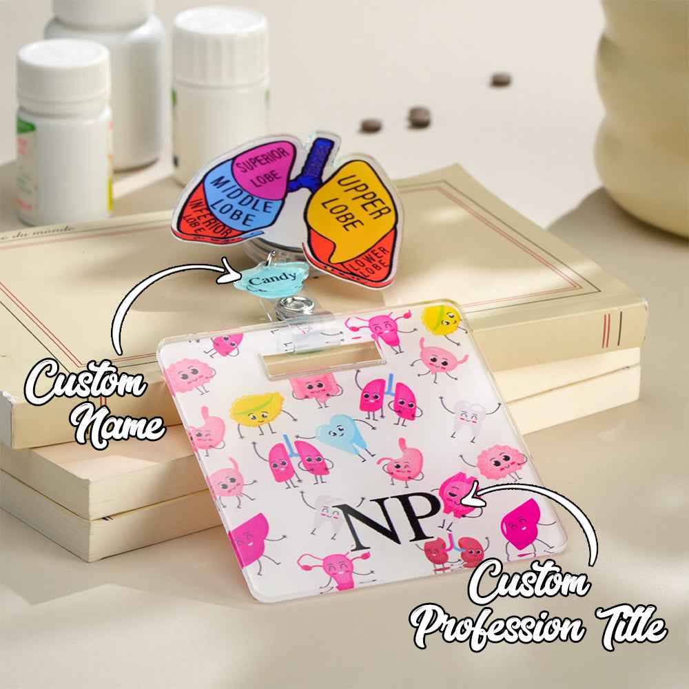 Personalized Anatomical Heart Brain Lungs Badge Reel Charm Retractable Badge Gift for Nurse Doctor