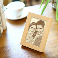 Personalized Engraved Photo Frame Wooden Sketch Effect - 6 Inches 8 Inches 10 Inches