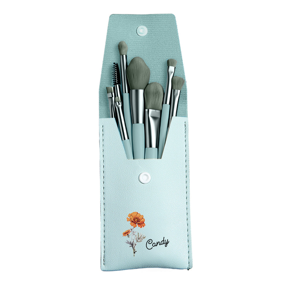 Personalised Engraved Birth Flower Makeup Brush Set | Wedding & Bridesmaid Gift