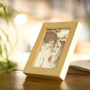 Personalized Engraved Photo Frame Wooden Sketch Effect - 6 Inches 8 Inches 10 Inches