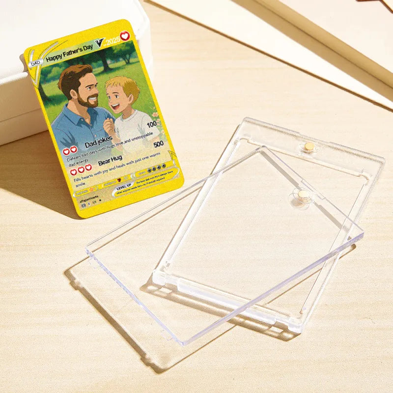 Personalised Poke Card with sample custom text and anime portrait — unique Father's Day stainless steel keepsake for grooms, grandads and fans of cartoon gifts