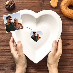 Personalized Heart Shaped Plate Ceramics Dinner Plate with Picture