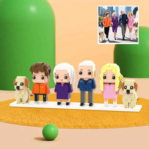 Custom Full-Body Brick Figures of 4 People and 2 Dogs Personalized Anniversary Gift Birthday Gift
