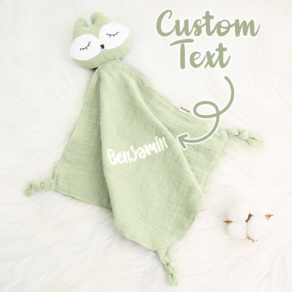 Selection of personalised baby comfort towels in assorted colours showing embroidered name options — thoughtful personalised gifts for newborns