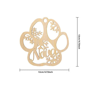 Personalized Wood Pet Paw Christmas Ornament